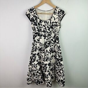 ELITA Floral Midi Black and White Dress Size 8